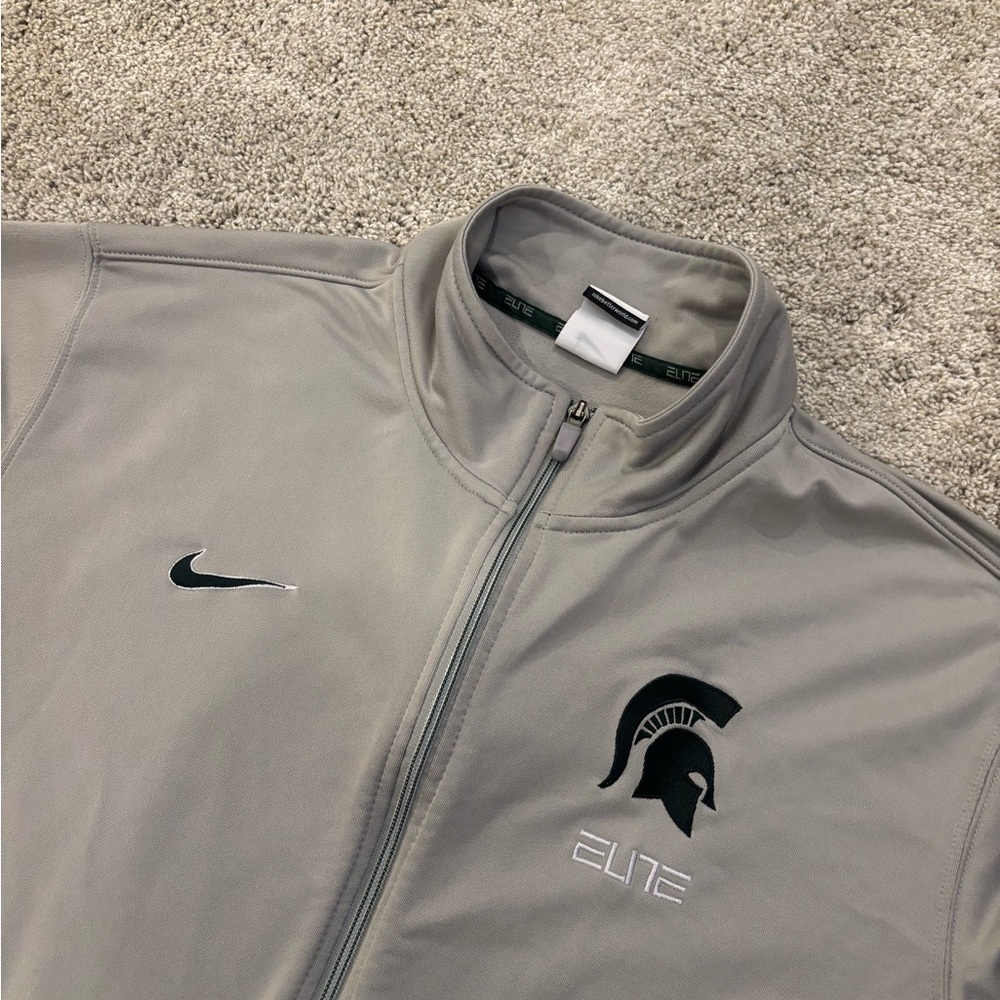 Nike Elite Michigan State Spartans Basketball Full Zip Track Jacket Mens L Gray